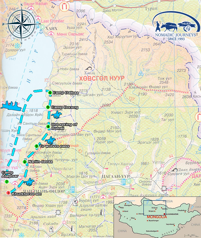 khuvsgul-lake-ride-map